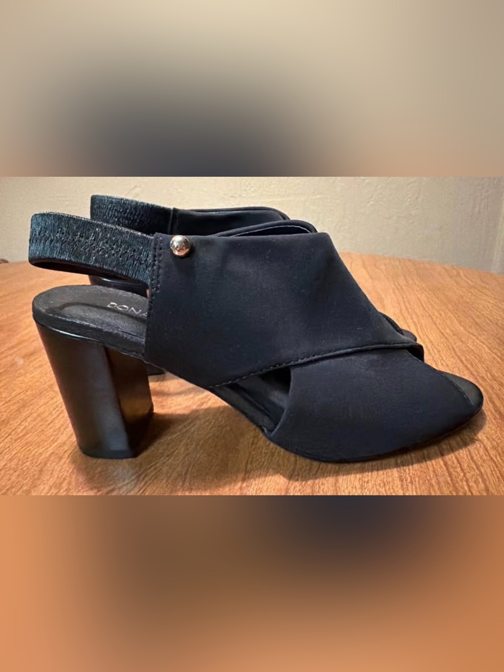 Donald J. Pliner Black Open-Toe Slingback Heels